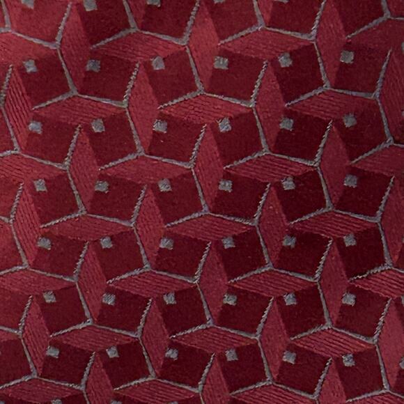 Giorgio Armani maroon wine 100% silk tie geometric pattern luxury men’s accent - Picture 7 of 10